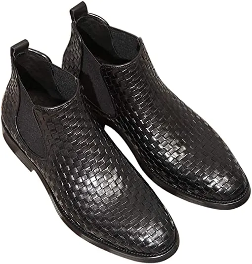 Men's Chelsea Boots Woven Black Brown