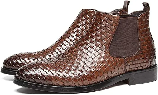 Men's Chelsea Boots Woven Black Brown