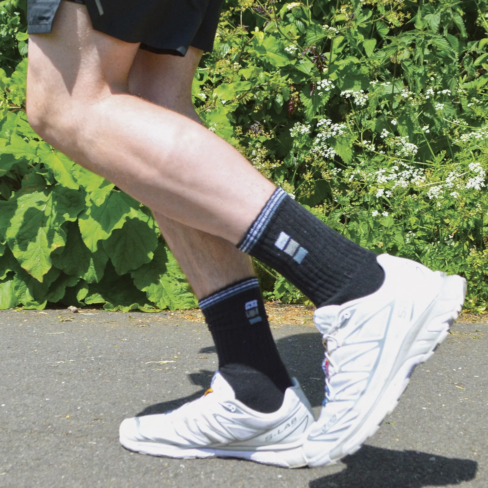 Mens Retro Stripe Cotton Sports Socks in White & Black (Multipack Options)