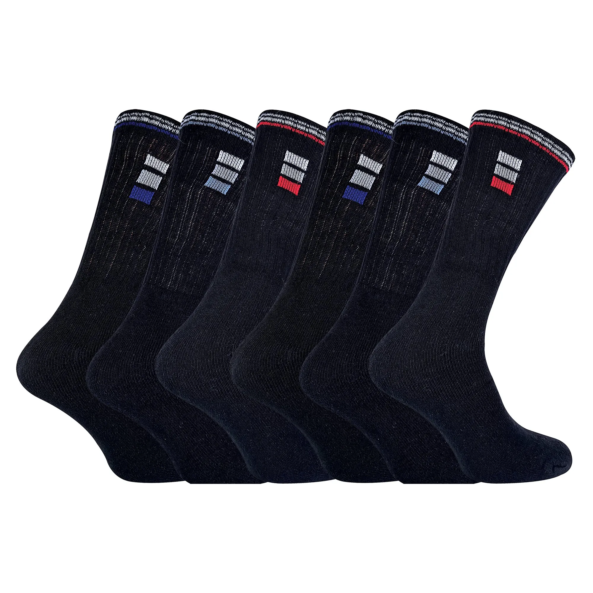 Mens Retro Stripe Cotton Sports Socks in White & Black (Multipack Options)
