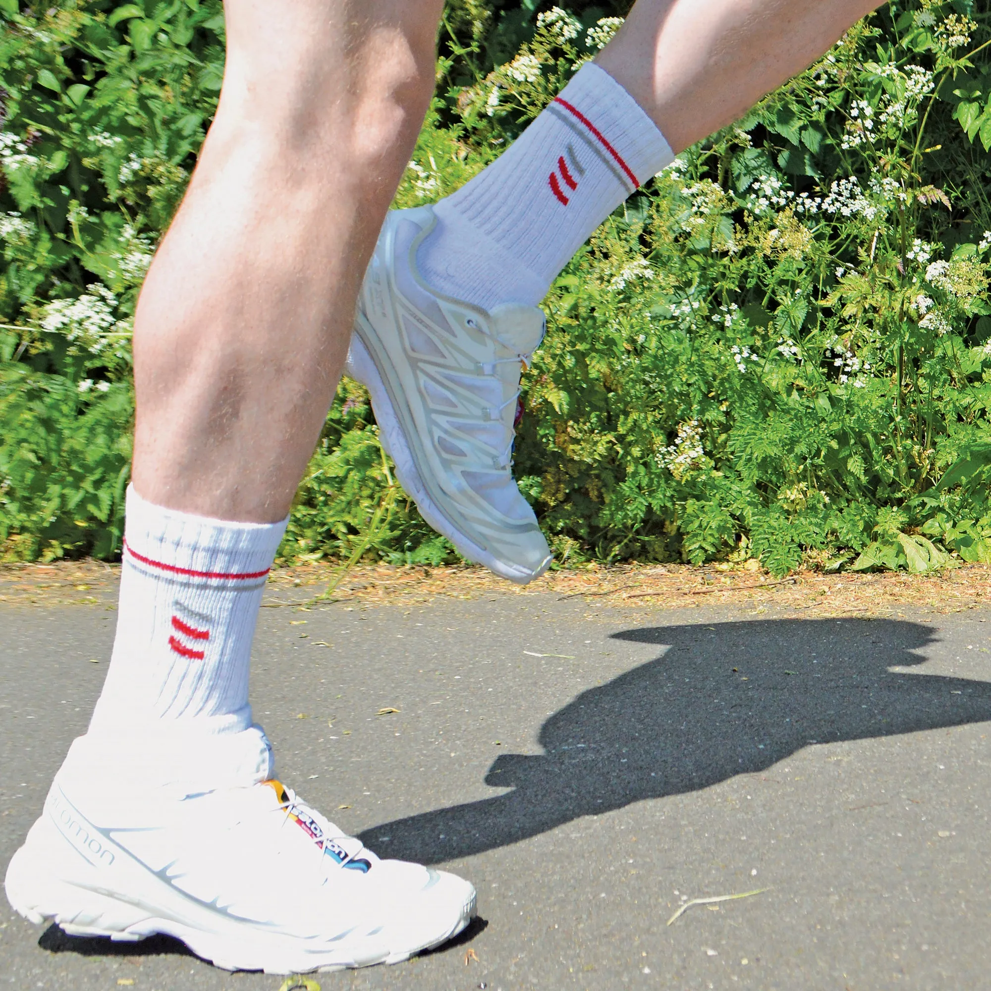 Mens Retro Stripe Cotton Sports Socks in White & Black (Multipack Options)