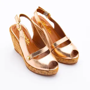MIA Slingback Peep Toe Wedges - Rose Gold