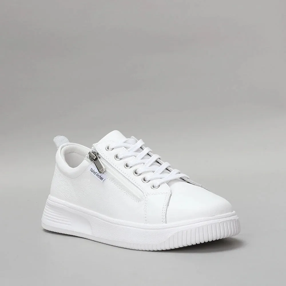 NELLY LEATHER TRAINER || WHITE