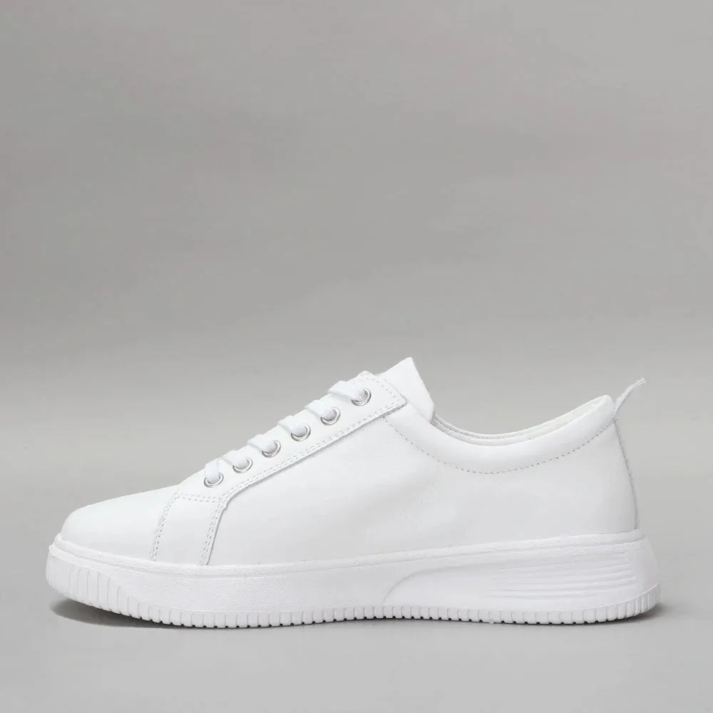 NELLY LEATHER TRAINER || WHITE