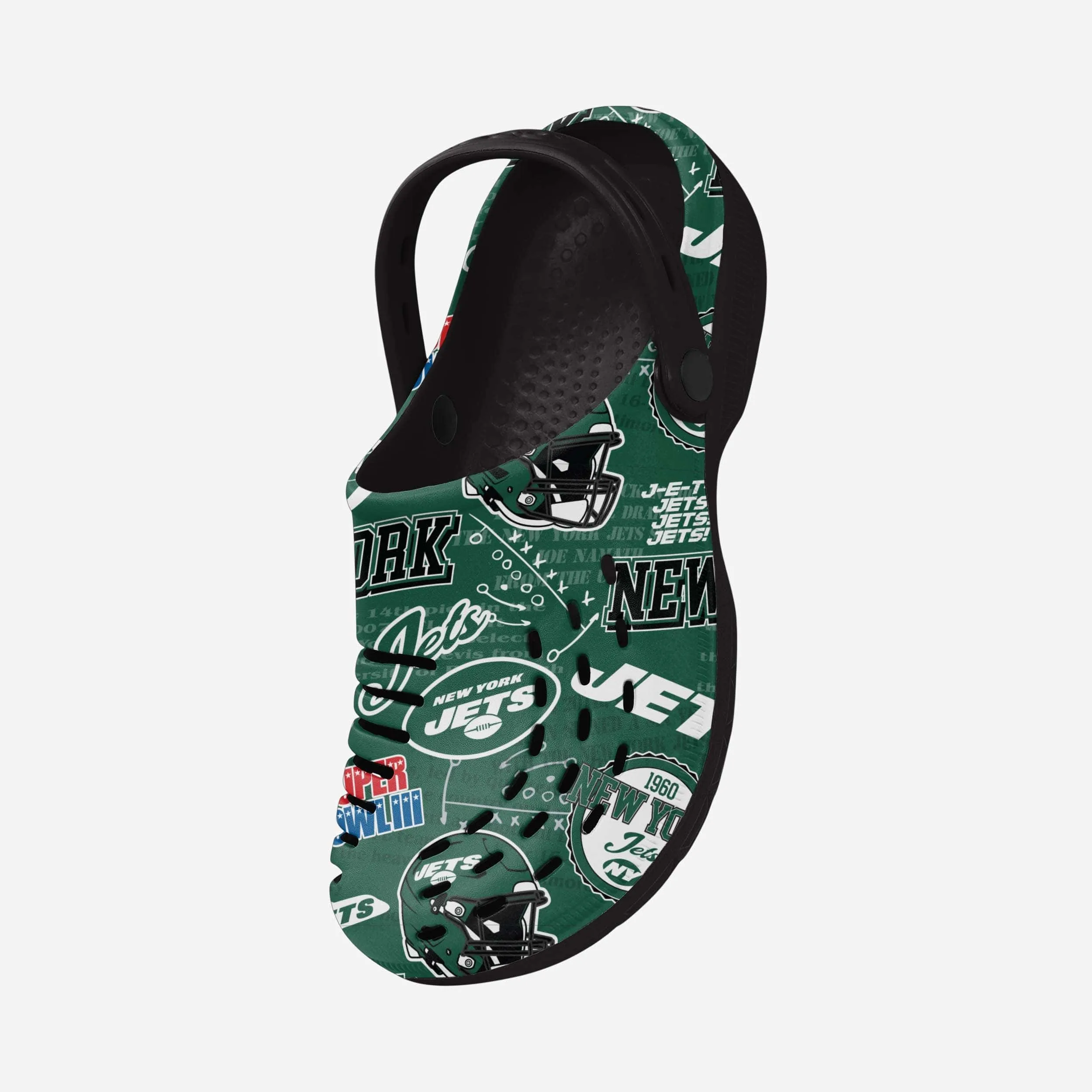 New York Jets Historic Print Clog With Strap