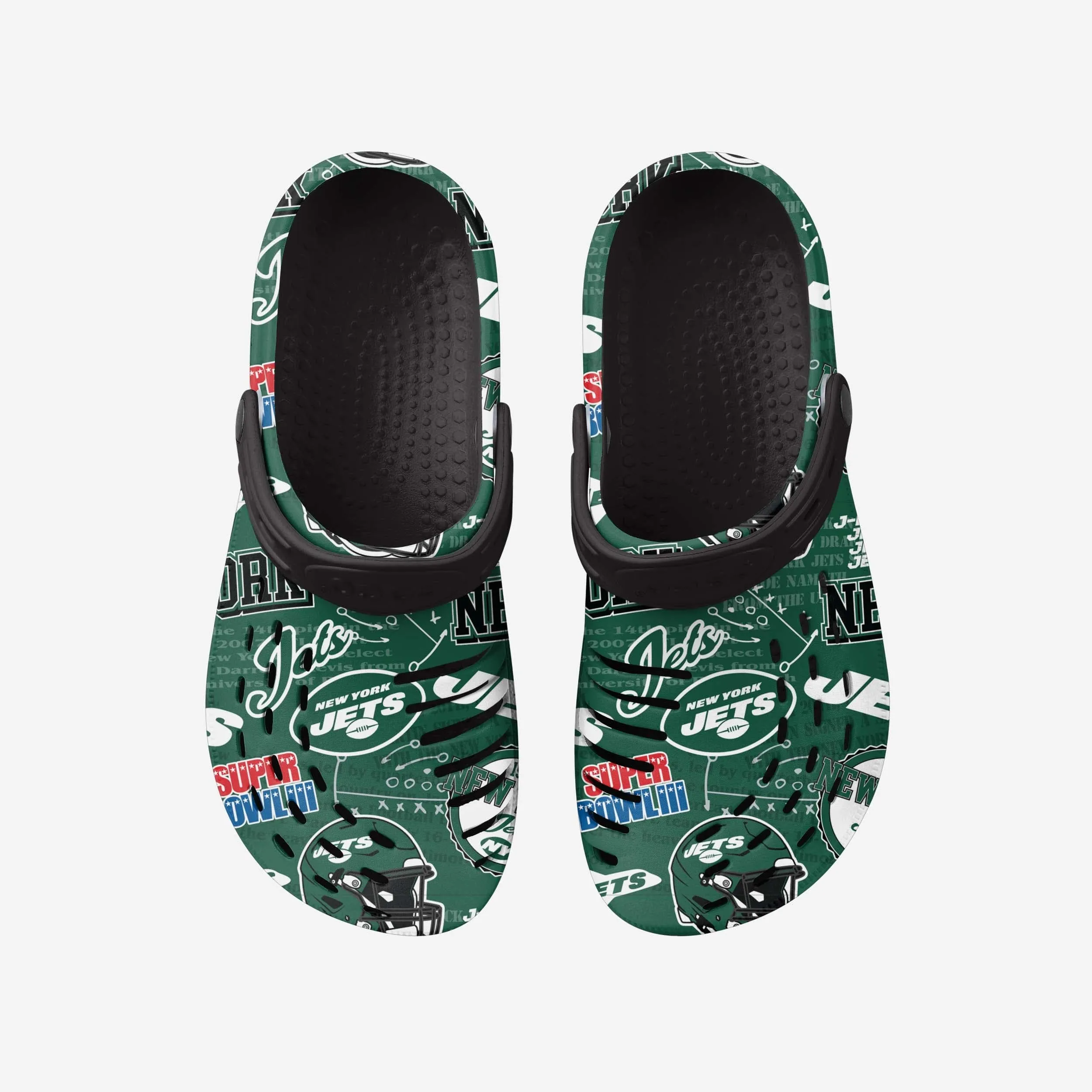 New York Jets Historic Print Clog With Strap