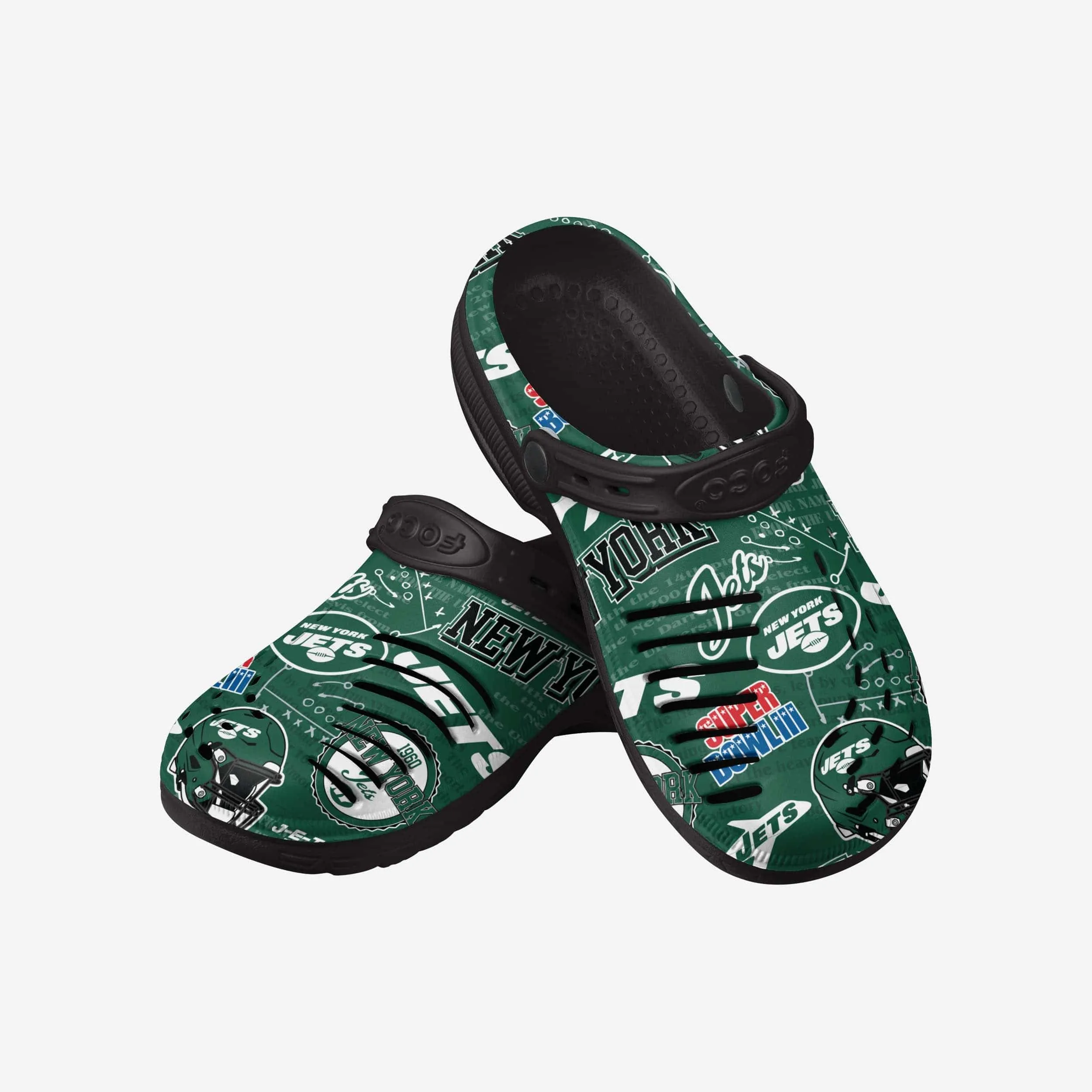 New York Jets Historic Print Clog With Strap