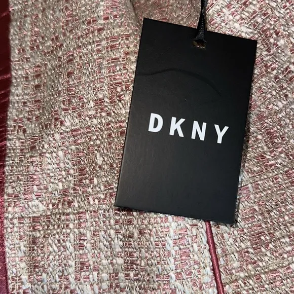 NWT DKNY Tweed Mauve Pink Satin Trim Blazer Jacket Large