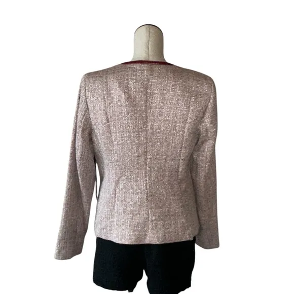 NWT DKNY Tweed Mauve Pink Satin Trim Blazer Jacket Large