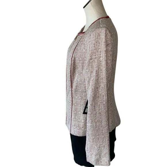 NWT DKNY Tweed Mauve Pink Satin Trim Blazer Jacket Large