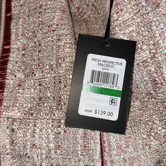 NWT DKNY Tweed Mauve Pink Satin Trim Blazer Jacket Large
