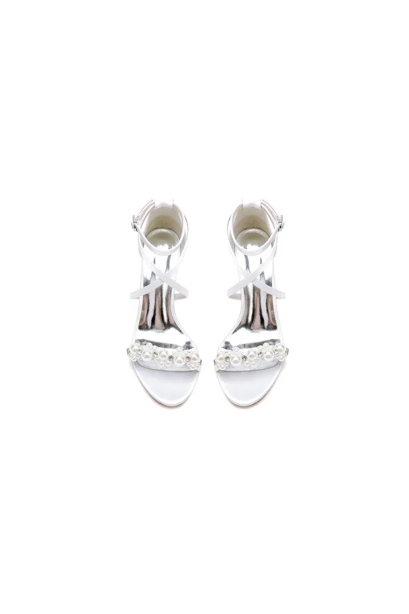 Open Toe Beaded Cross Strap High Heels