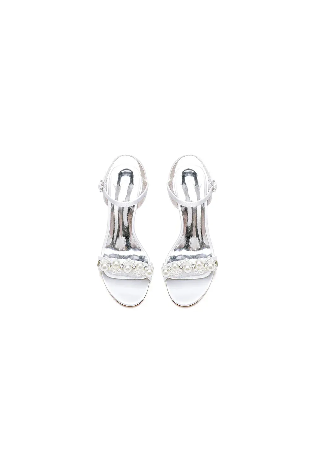 Open Toe Pearl Stiletto Heels