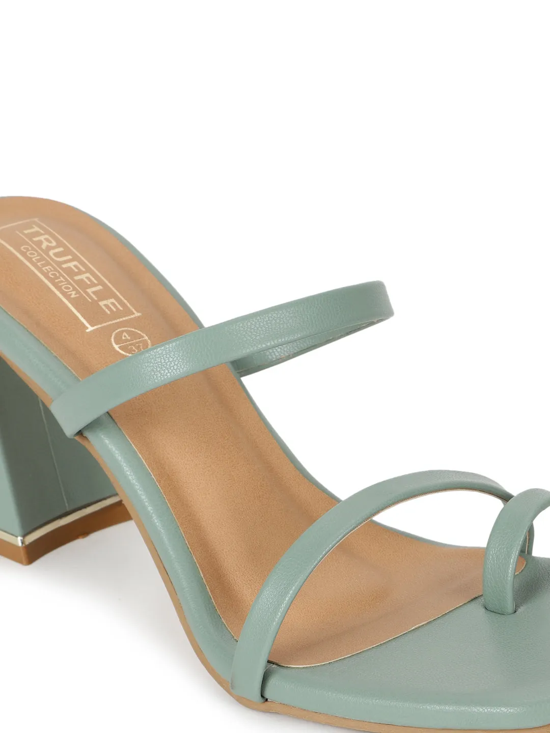 Pastel Green PU Strappy Curved Block Heel Mules (TC-SLC-A6-GRN)