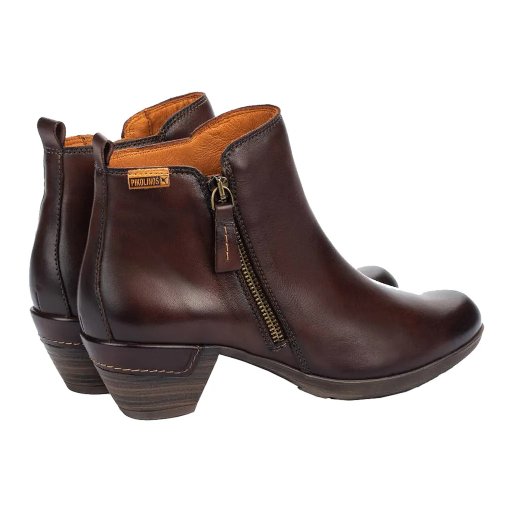 Pikolinos Rotterdam Calfskin Leather Women's Mid Heel Zip Up Ankle Boots