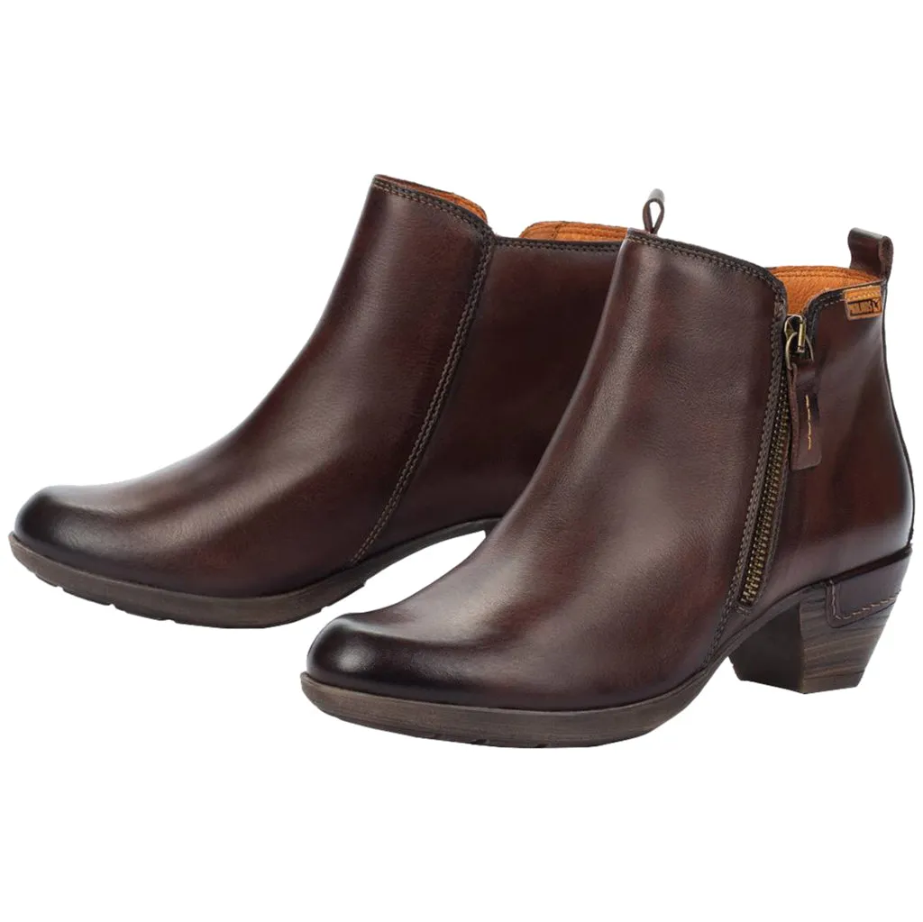 Pikolinos Rotterdam Calfskin Leather Women's Mid Heel Zip Up Ankle Boots