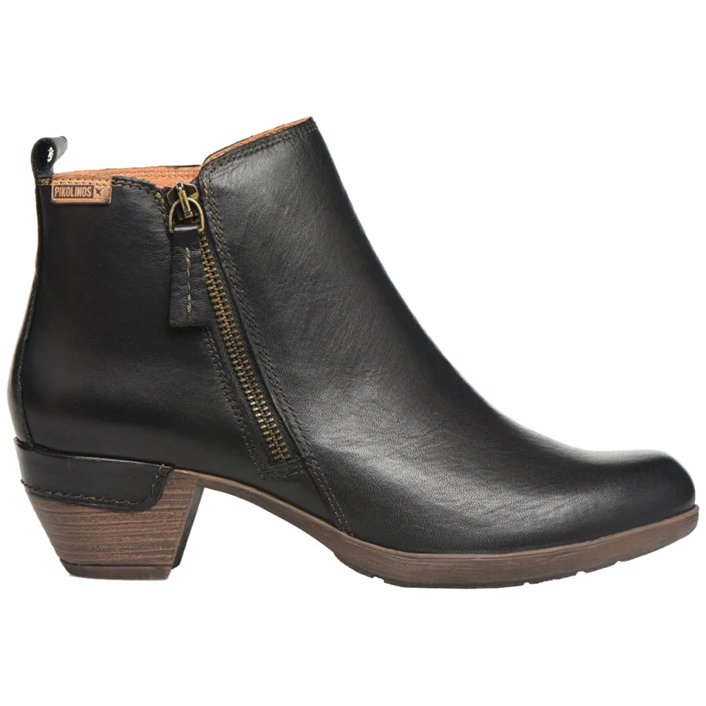 Pikolinos Rotterdam Calfskin Leather Women's Mid Heel Zip Up Ankle Boots