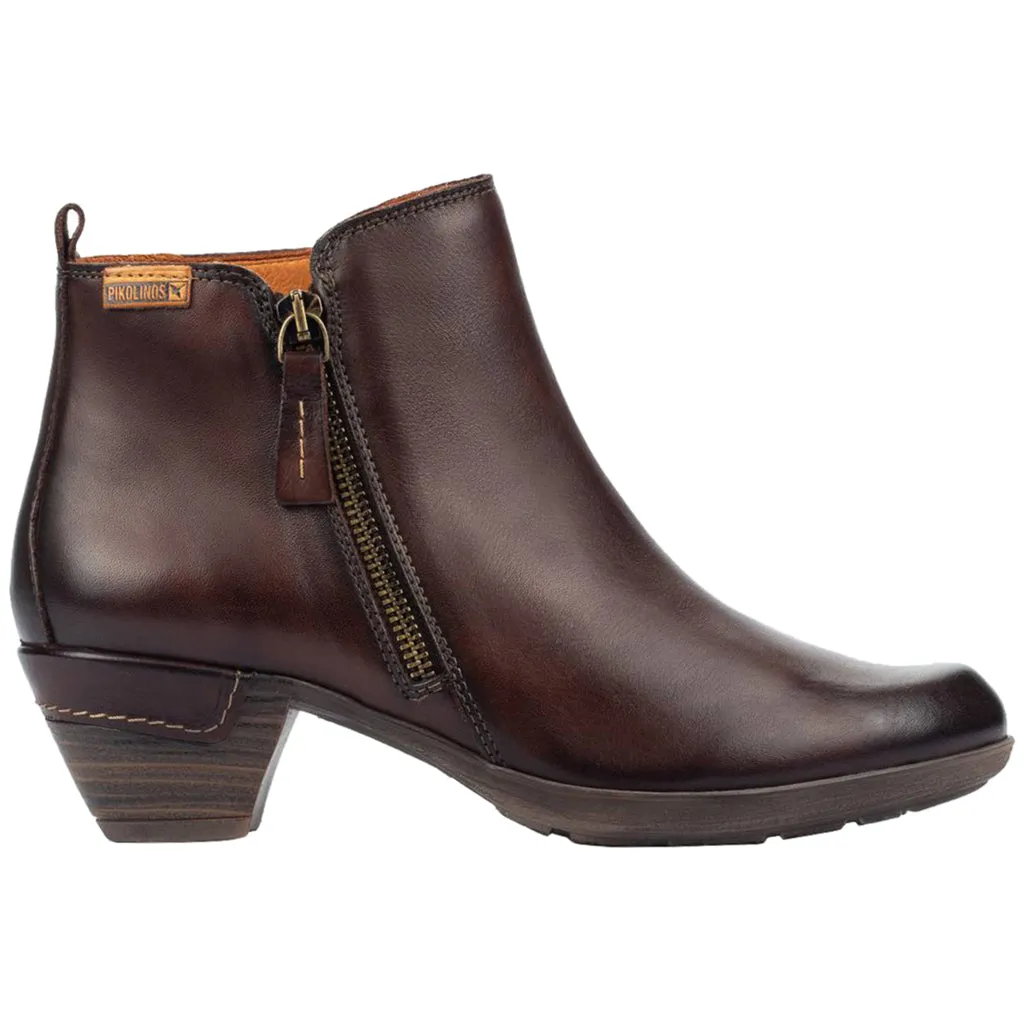 Pikolinos Rotterdam Calfskin Leather Women's Mid Heel Zip Up Ankle Boots