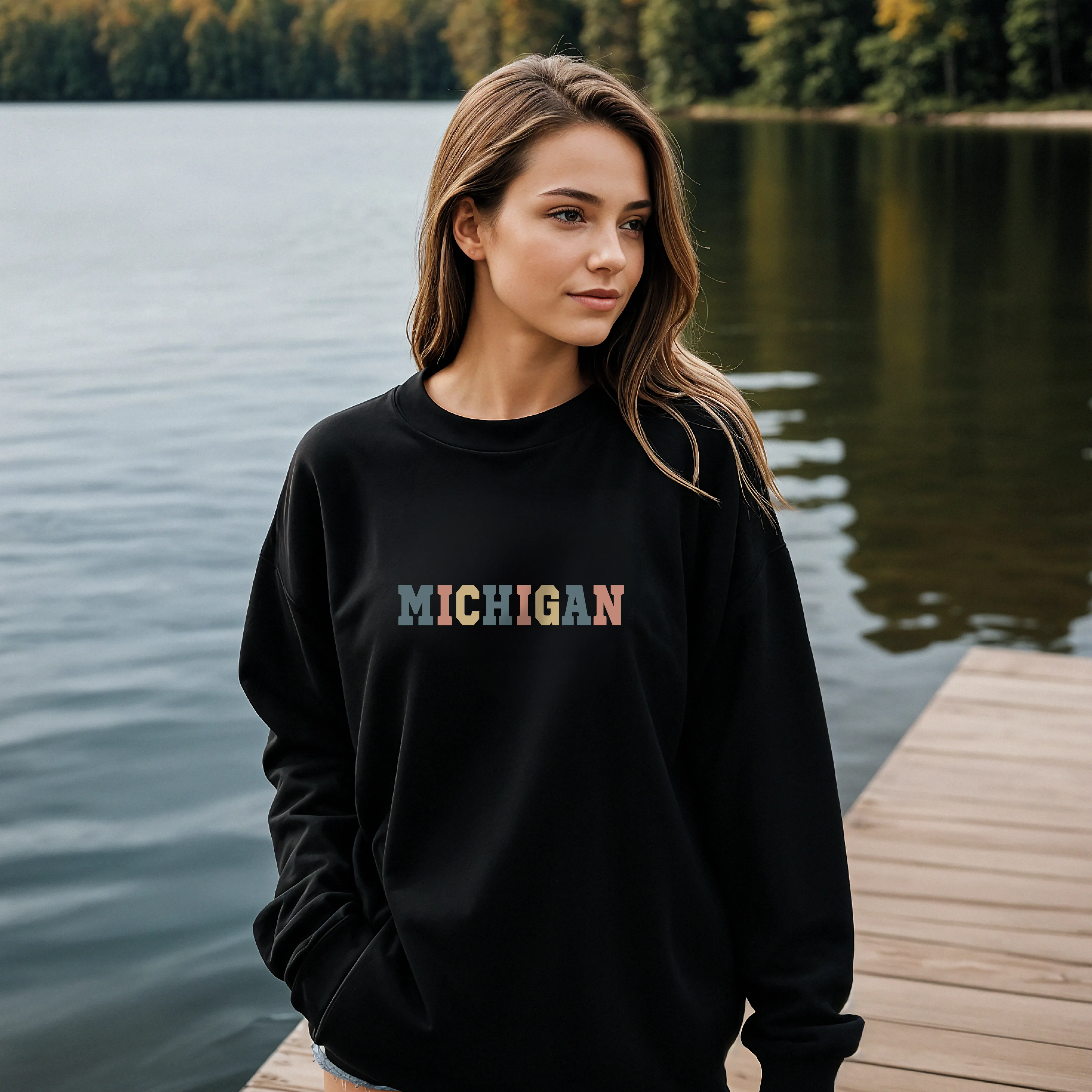"Timeless Michigan" Relaxed Fit Classic Crew Unisex Sweatshirt