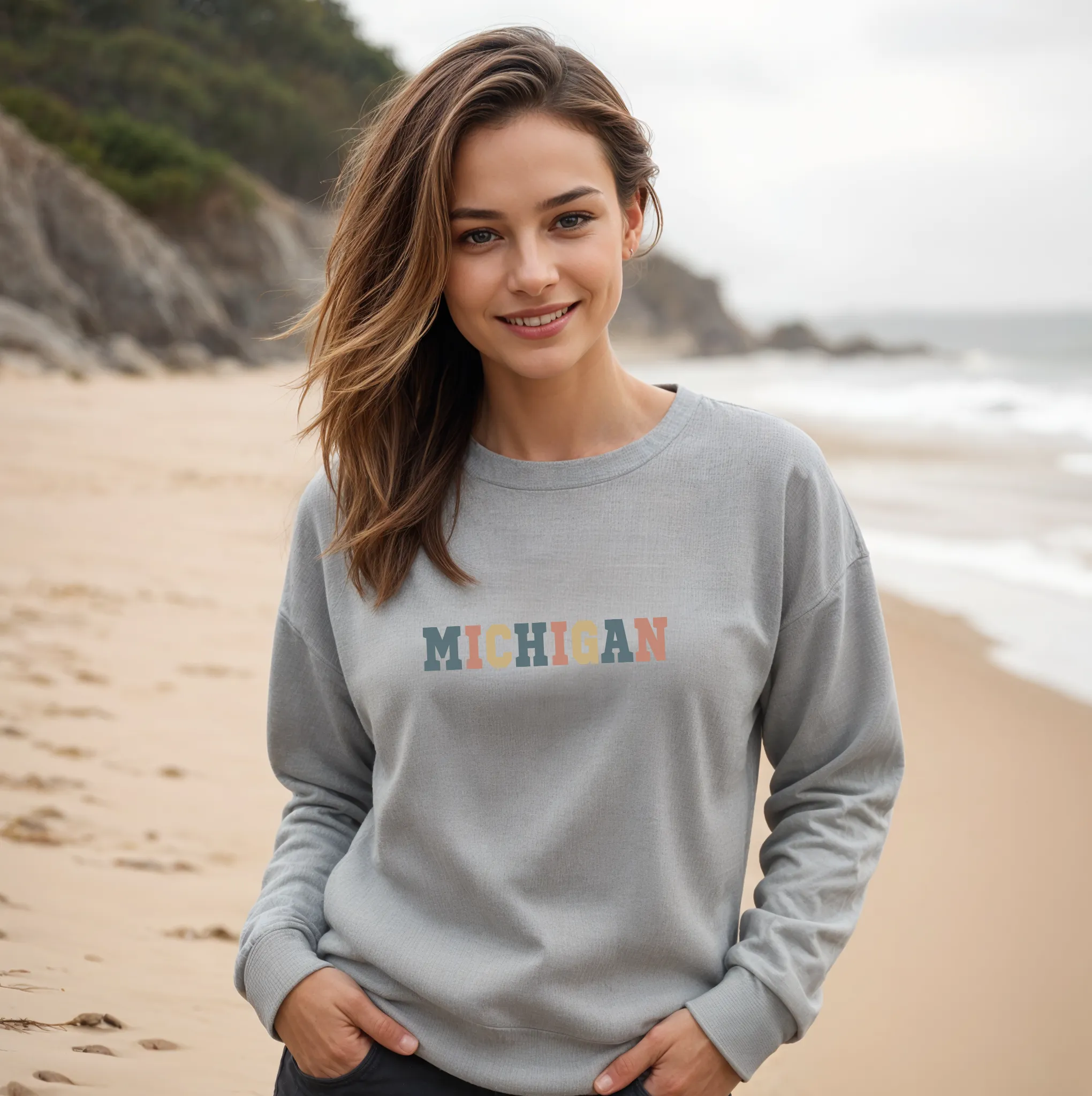 "Timeless Michigan" Relaxed Fit Classic Crew Unisex Sweatshirt