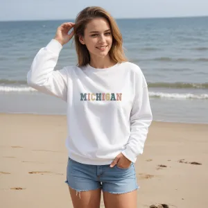 "Timeless Michigan" Relaxed Fit Classic Crew Unisex Sweatshirt