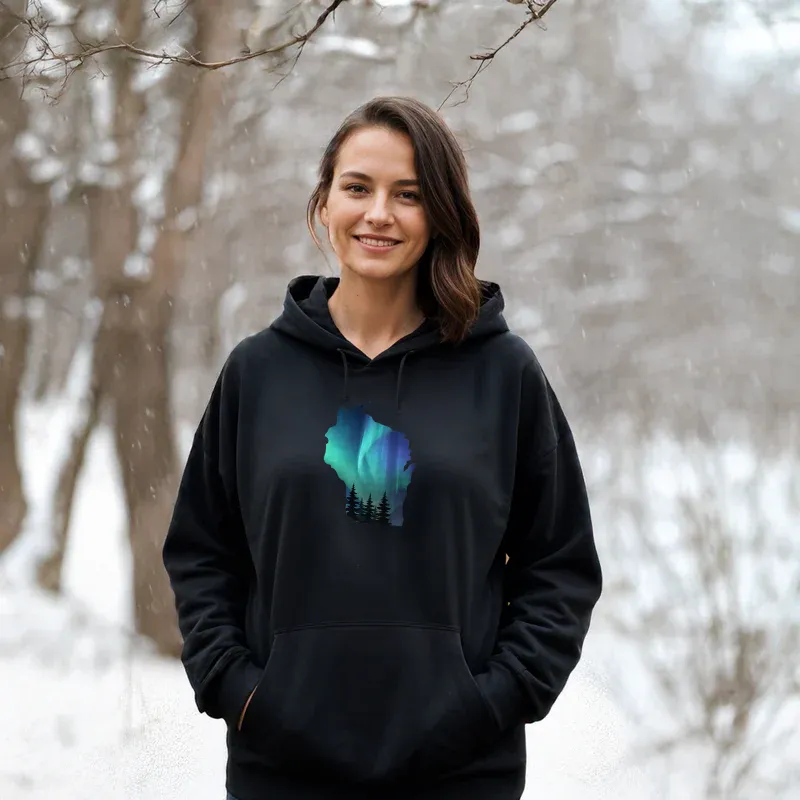 "Wisconsin Northern Lights" Relaxed Fit Classic Unisex Hoodie
