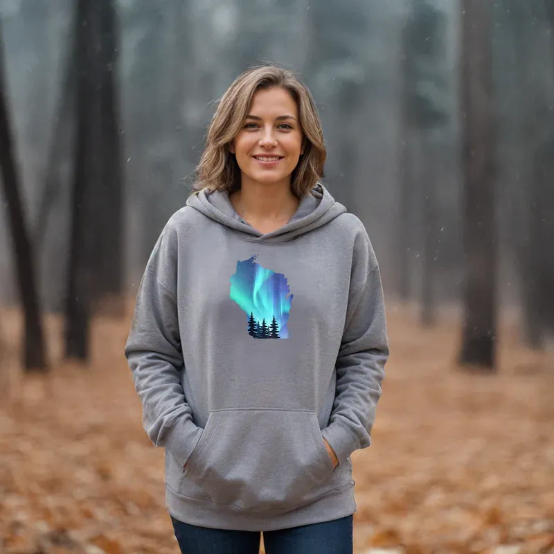 "Wisconsin Northern Lights" Relaxed Fit Classic Unisex Hoodie