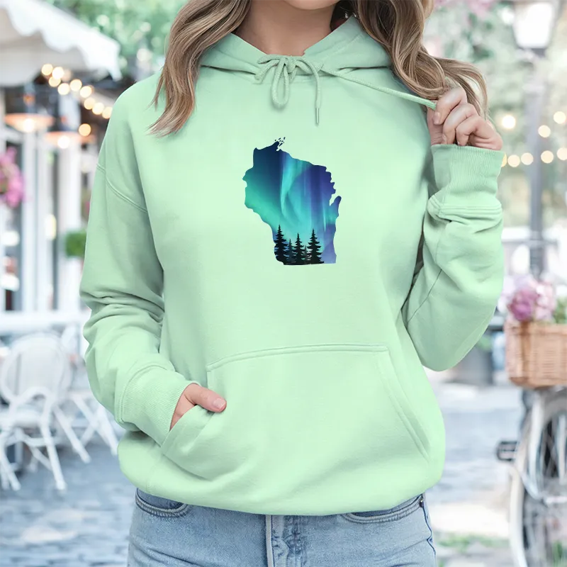 "Wisconsin Northern Lights" Relaxed Fit Classic Unisex Hoodie