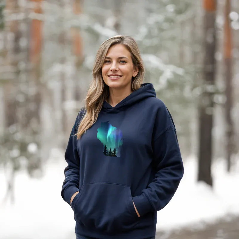 "Wisconsin Northern Lights" Relaxed Fit Classic Unisex Hoodie