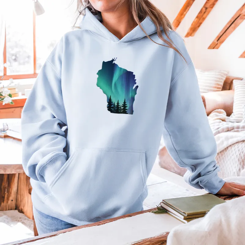 "Wisconsin Northern Lights" Relaxed Fit Classic Unisex Hoodie