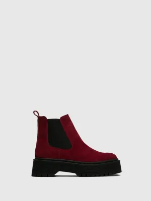 Red Elasticated Ankle Boots