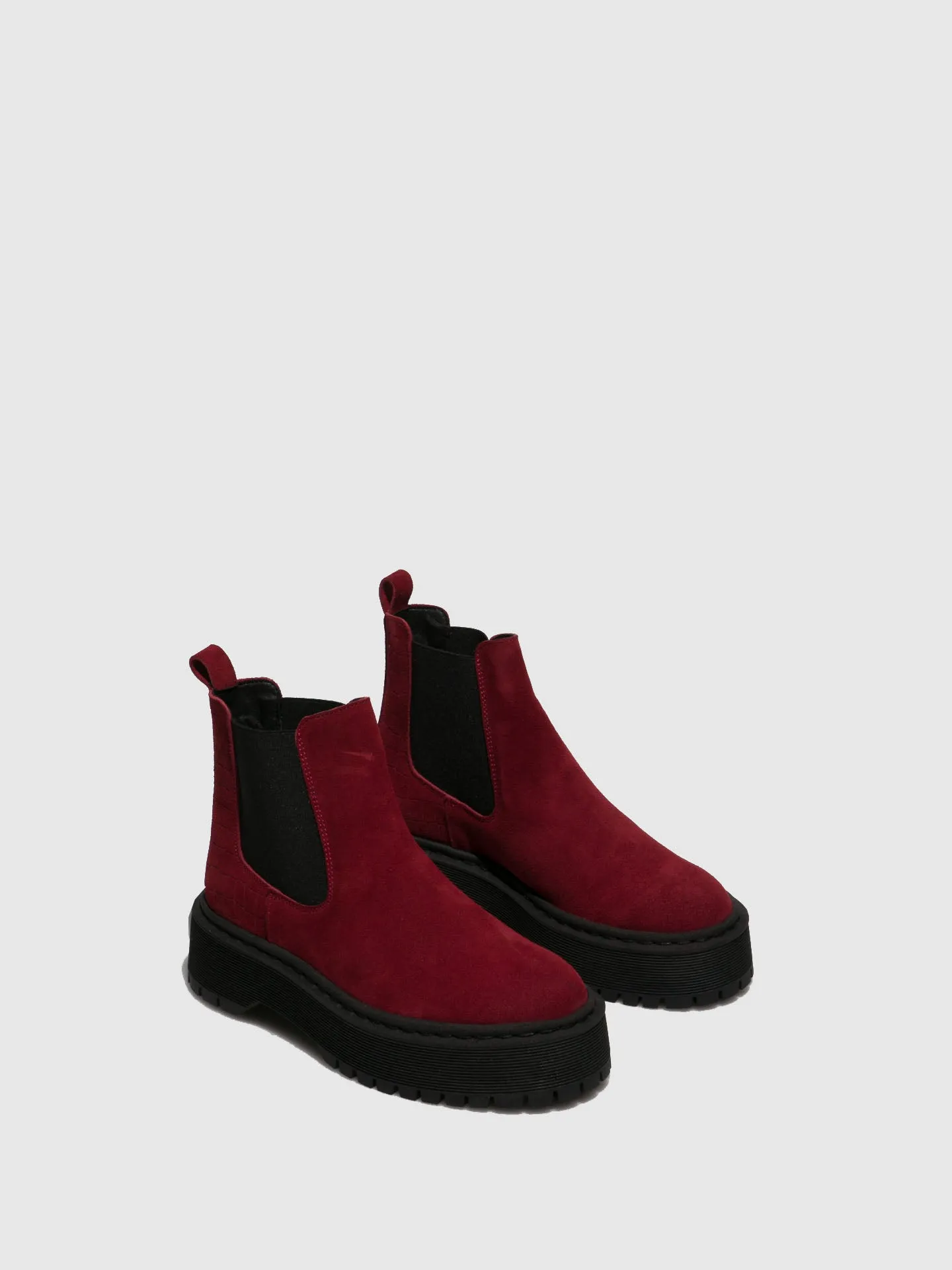 Red Elasticated Ankle Boots