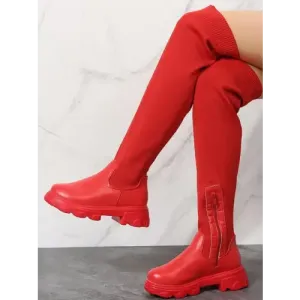 Red Platform Boots