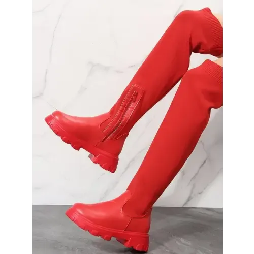 Red Platform Boots