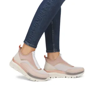 Rieker 48053-31 Womens Wedge Zip Trainer in Rose/Multi