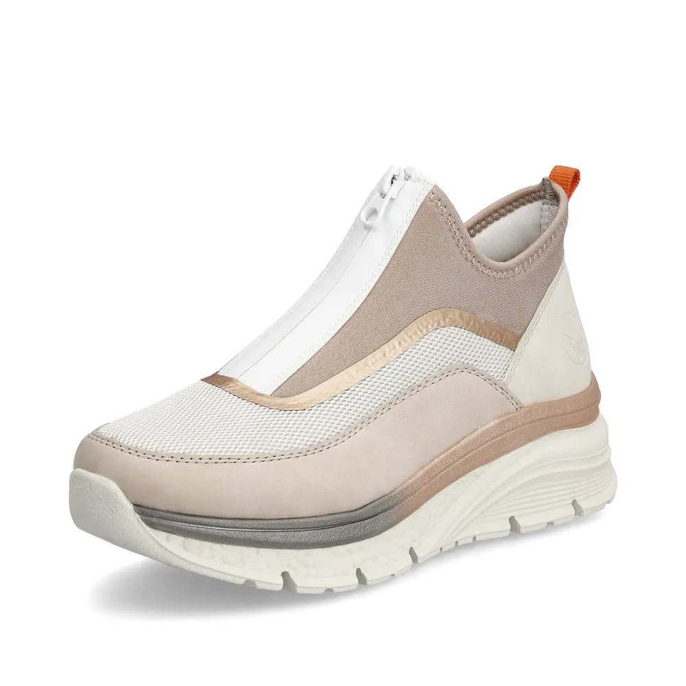 Rieker 48053-31 Womens Wedge Zip Trainer in Rose/Multi