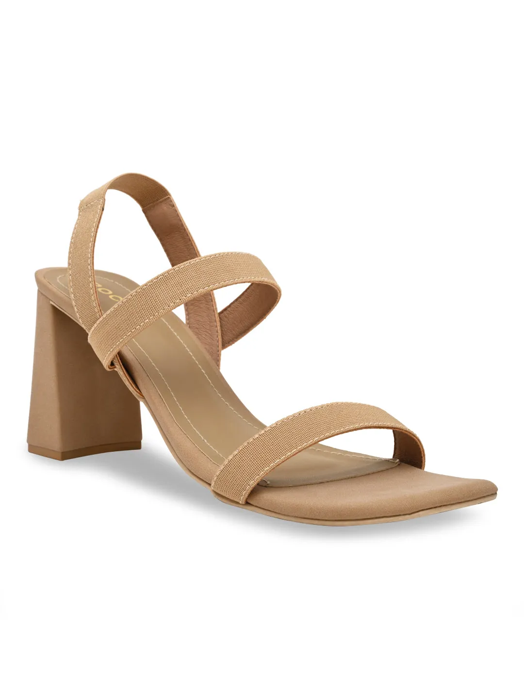Rocia By Regal Beige Women Casual Strappy High Block Heel Sandals
