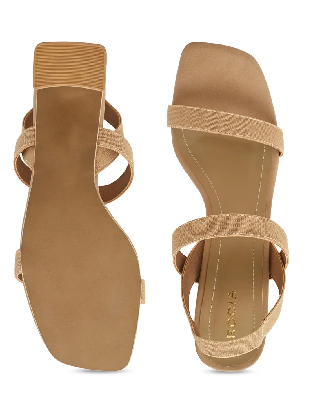 Rocia By Regal Beige Women Casual Strappy High Block Heel Sandals