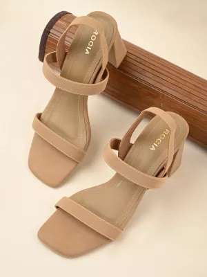 Rocia By Regal Beige Women Casual Strappy High Block Heel Sandals