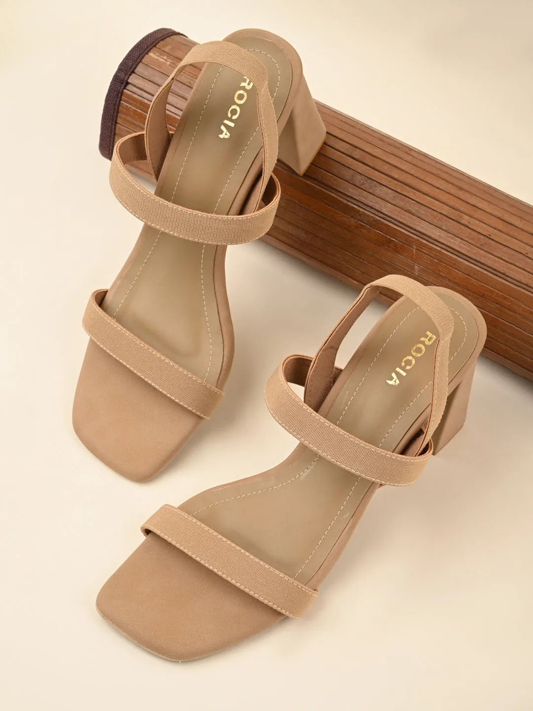Rocia By Regal Beige Women Casual Strappy High Block Heel Sandals
