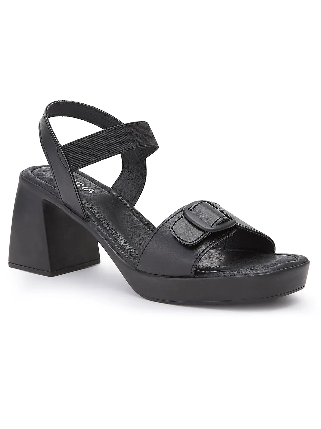 Rocia By Regal Black Women Casual Block Heel Sandals