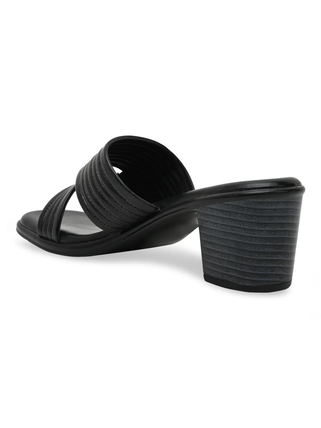 Rocia By Regal Black Women Multi Strap Block Heel Sandals