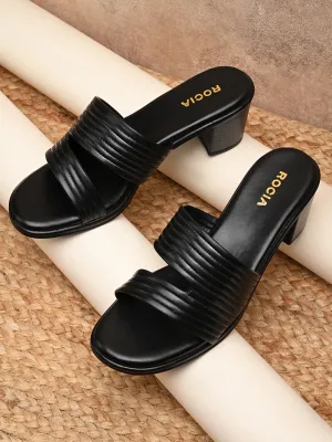 Rocia By Regal Black Women Multi Strap Block Heel Sandals