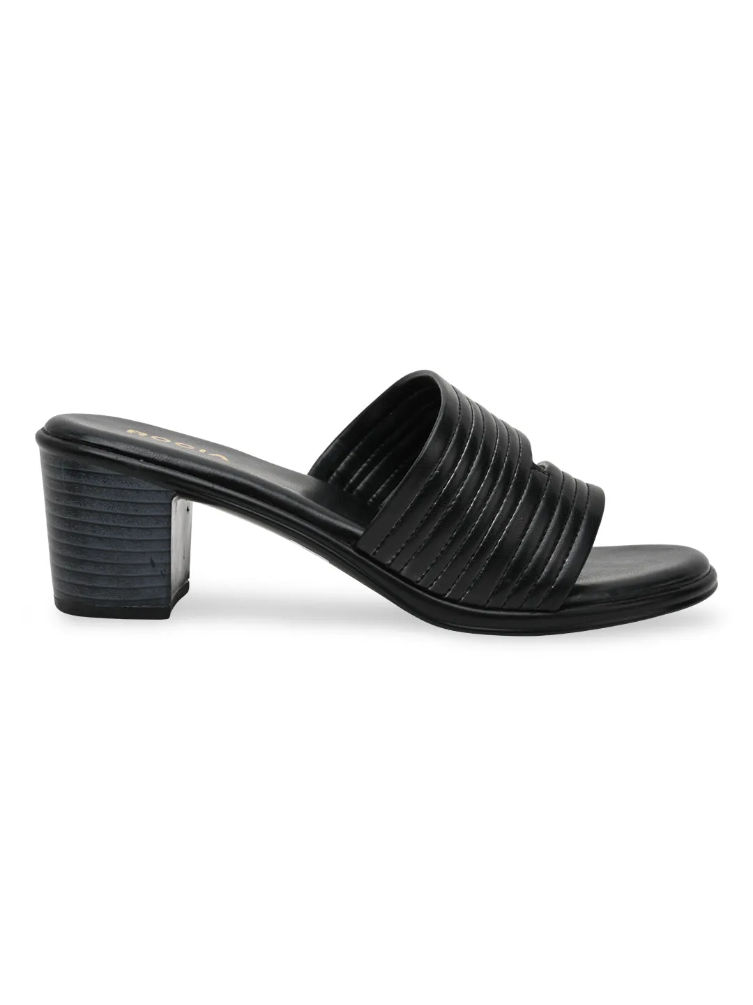 Rocia By Regal Black Women Multi Strap Block Heel Sandals