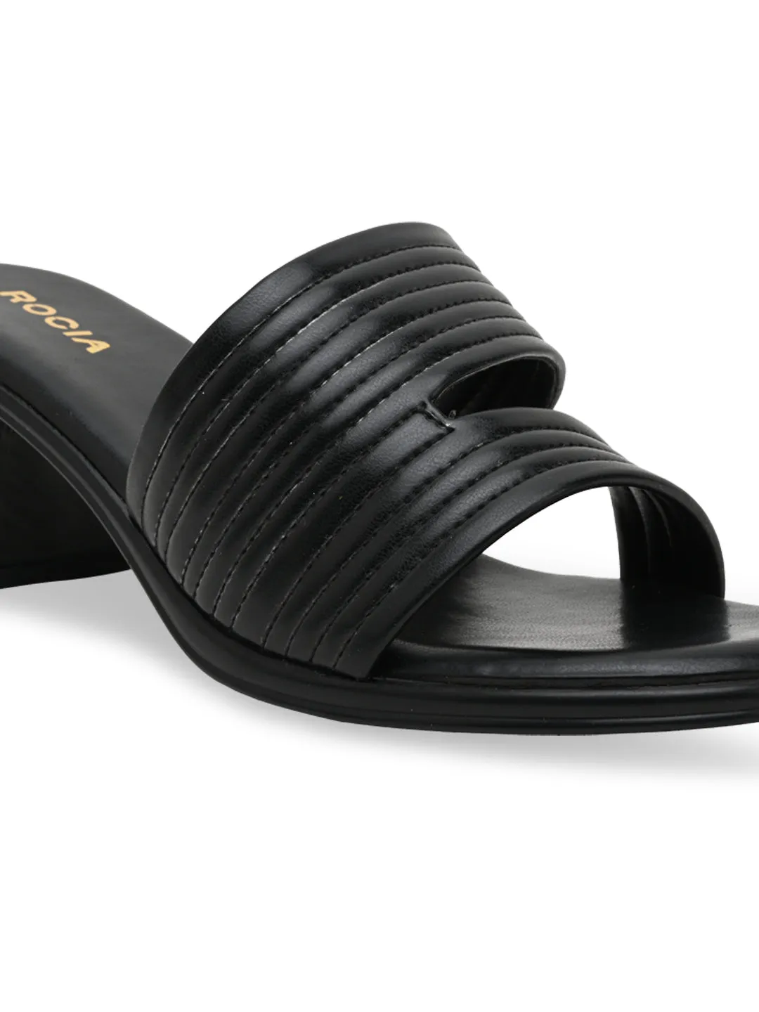 Rocia By Regal Black Women Multi Strap Block Heel Sandals