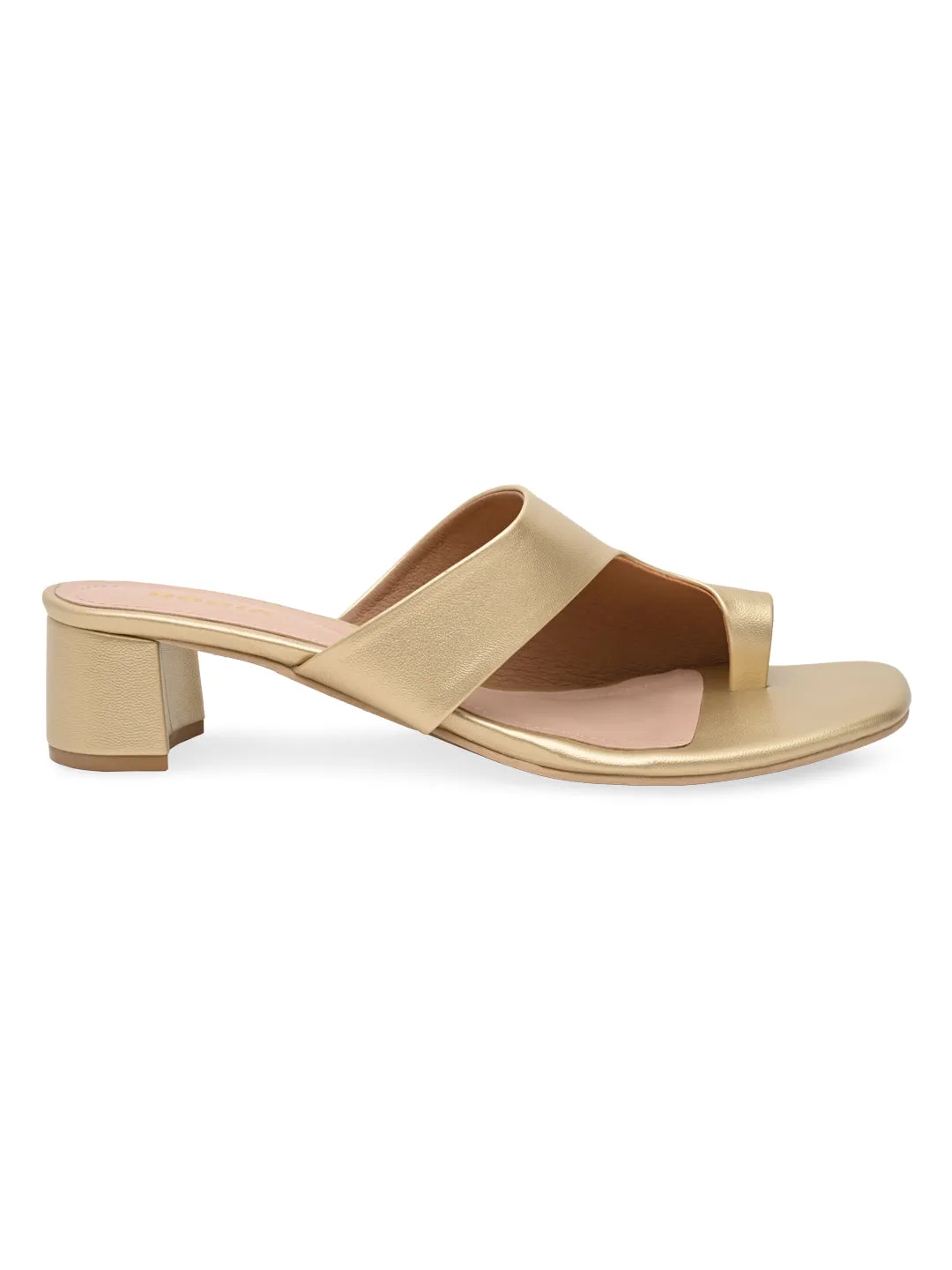 Rocia By Regal Gold Women One Toe Casual Block Heel Sandals