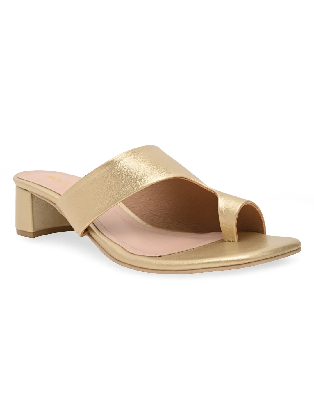 Rocia By Regal Gold Women One Toe Casual Block Heel Sandals