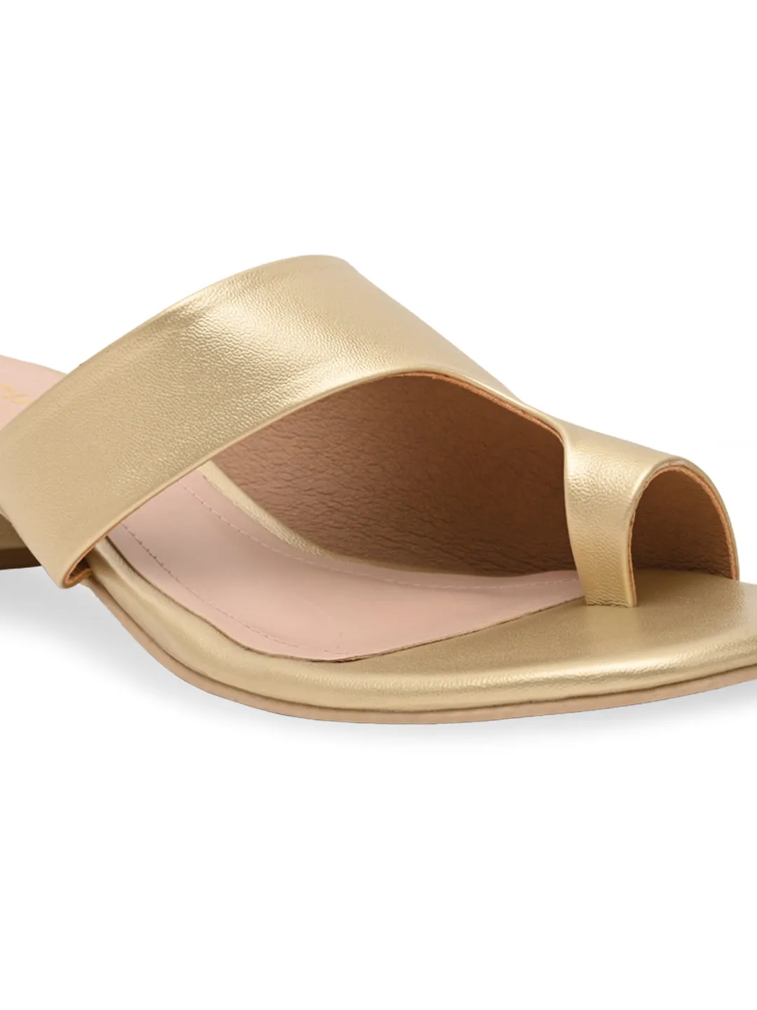Rocia By Regal Gold Women One Toe Casual Block Heel Sandals