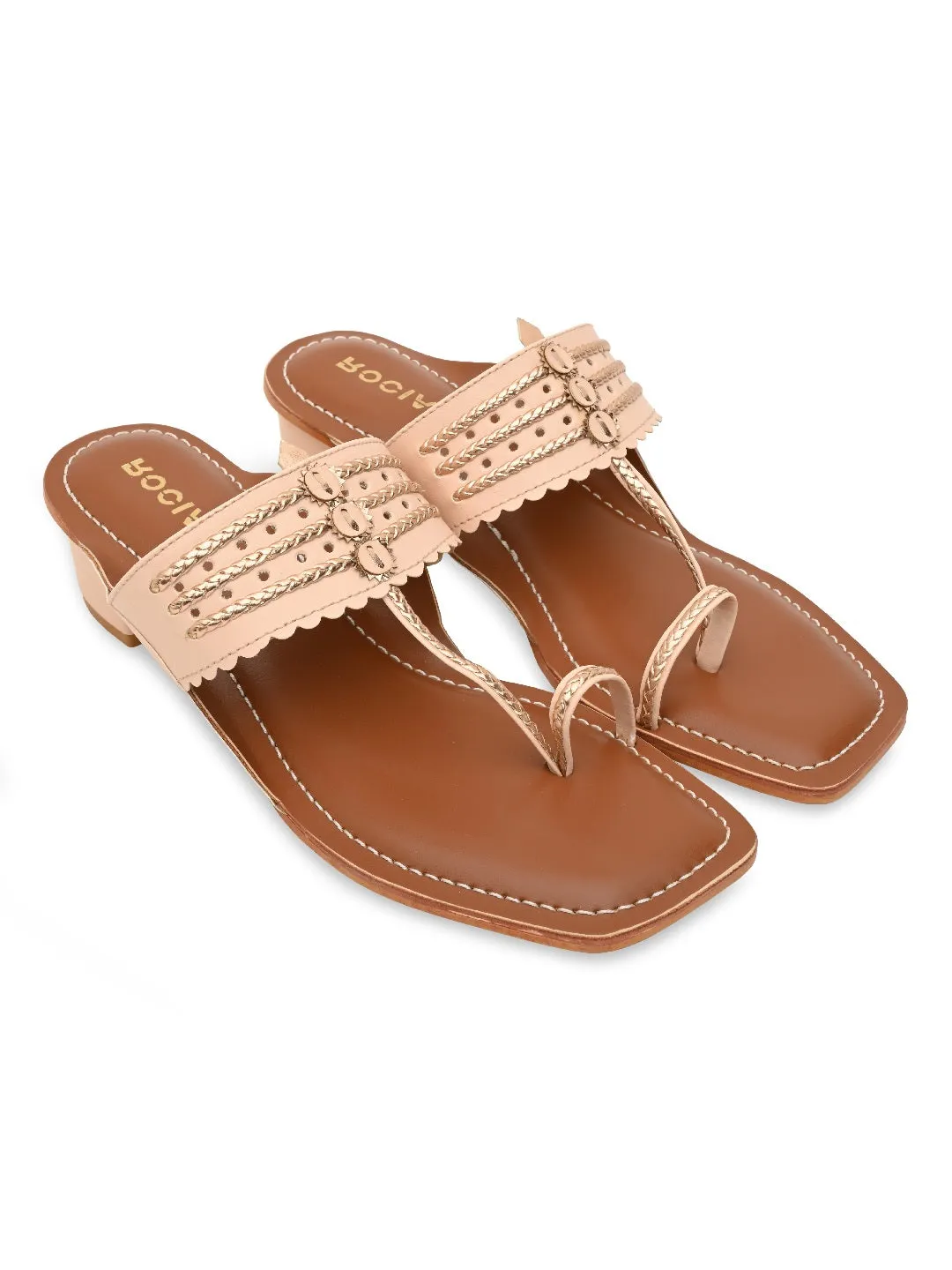 Rocia By Regal Pink Women Block Heel Kolhapuris