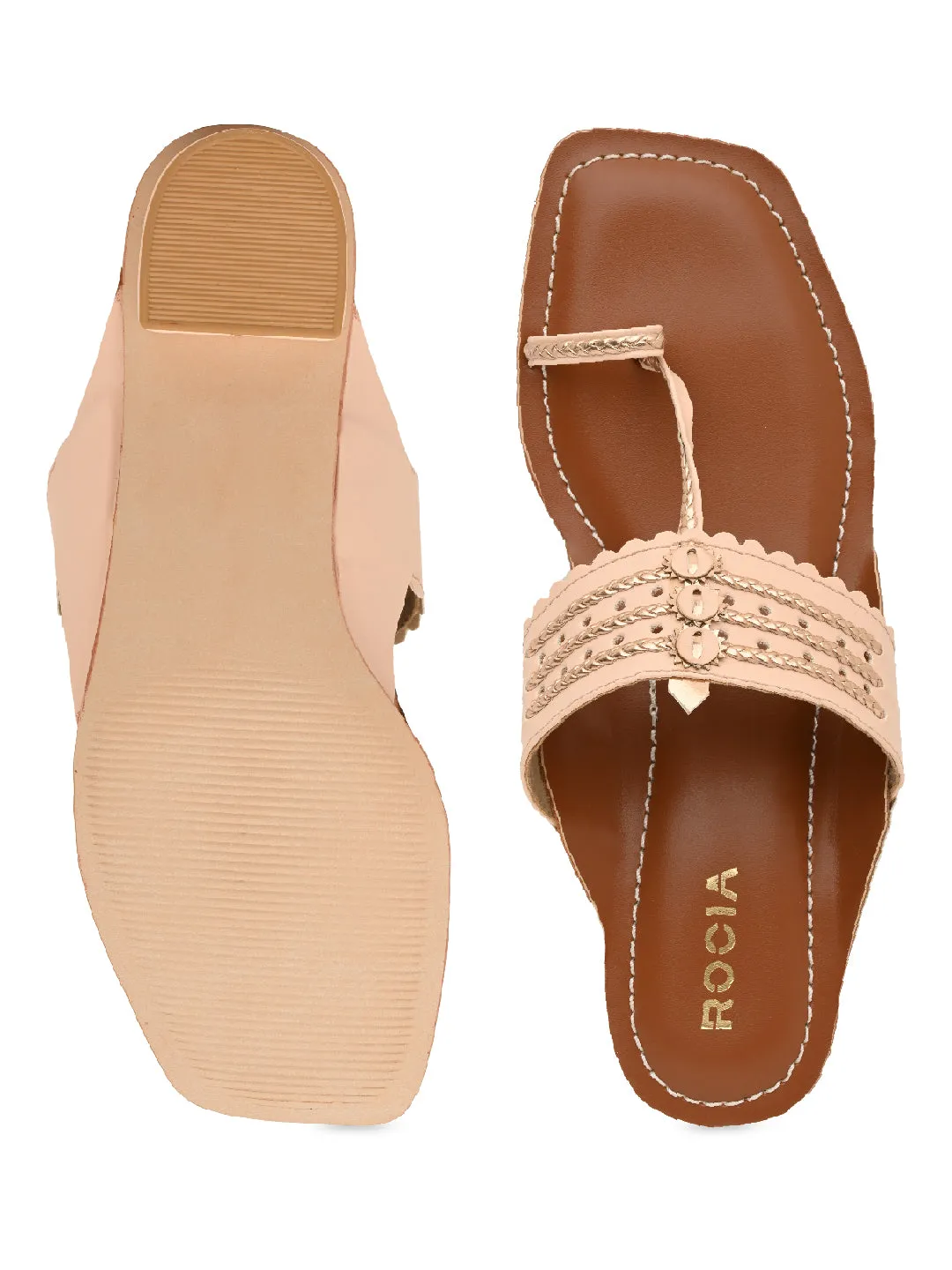 Rocia By Regal Pink Women Block Heel Kolhapuris